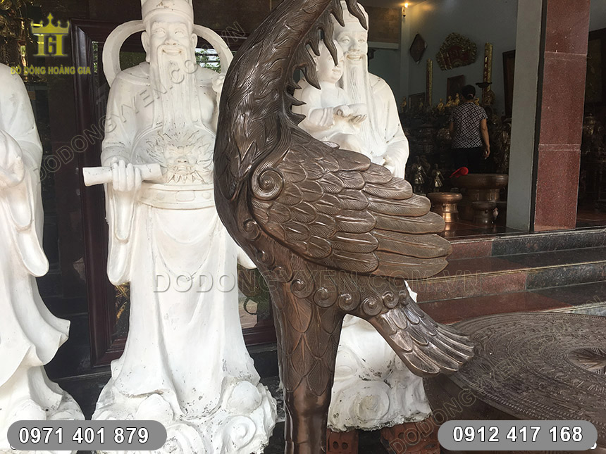 đ&uacute;c hạc thờ bằng đồng